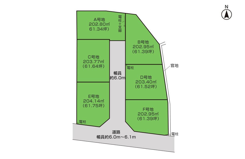 分譲地 裾野市深良全6区画・202.80㎡（61.34坪）〜